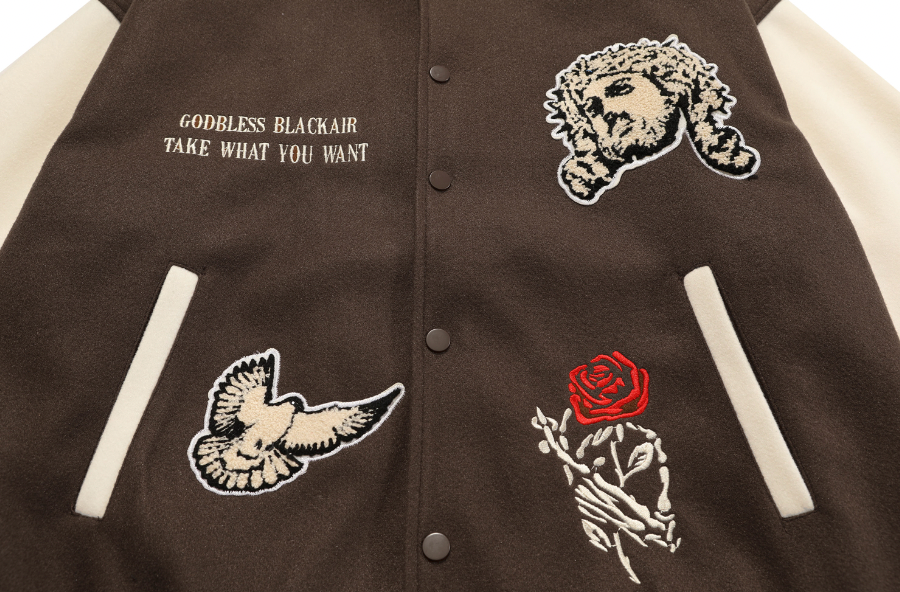 F3F Select Cross Flocking Embroidery Baseball Jacket