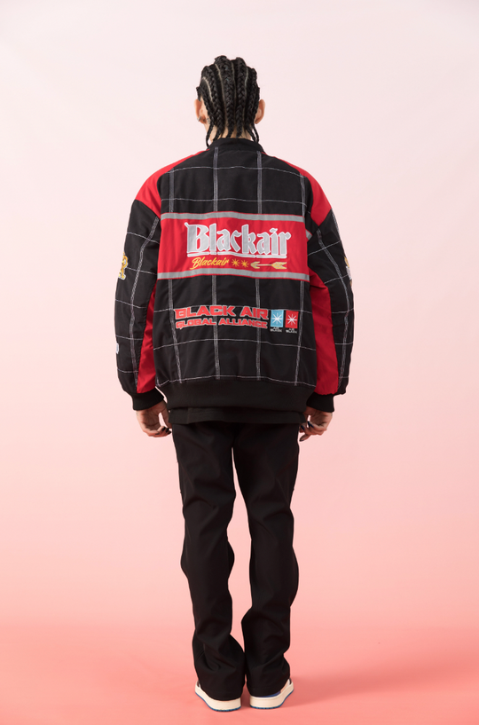 F3F Select Embroidery Plaid Motorcycle Racing Jacket