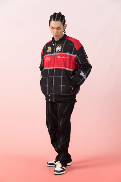 F3F Select Embroidery Plaid Motorcycle Racing Jacket