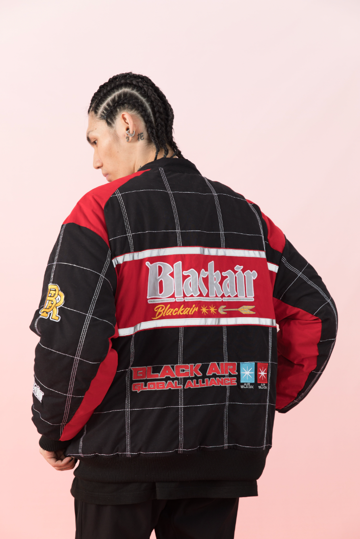 F3F Select Embroidery Plaid Motorcycle Racing Jacket