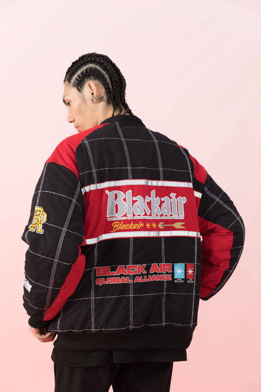 F3F Select Embroidery Plaid Motorcycle Racing Jacket