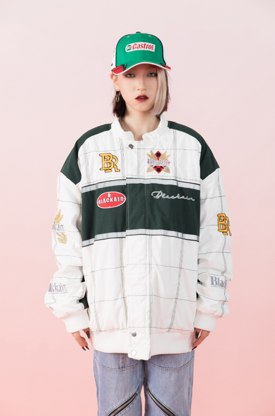 F3F Select Embroidery Plaid Motorcycle Racing Jacket