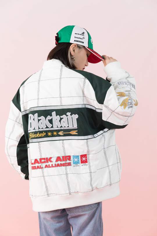 F3F Select Embroidery Plaid Motorcycle Racing Jacket