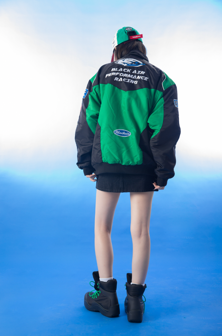 F3F Select Color Blocking Embroidery Motorcycle Racing Jacket