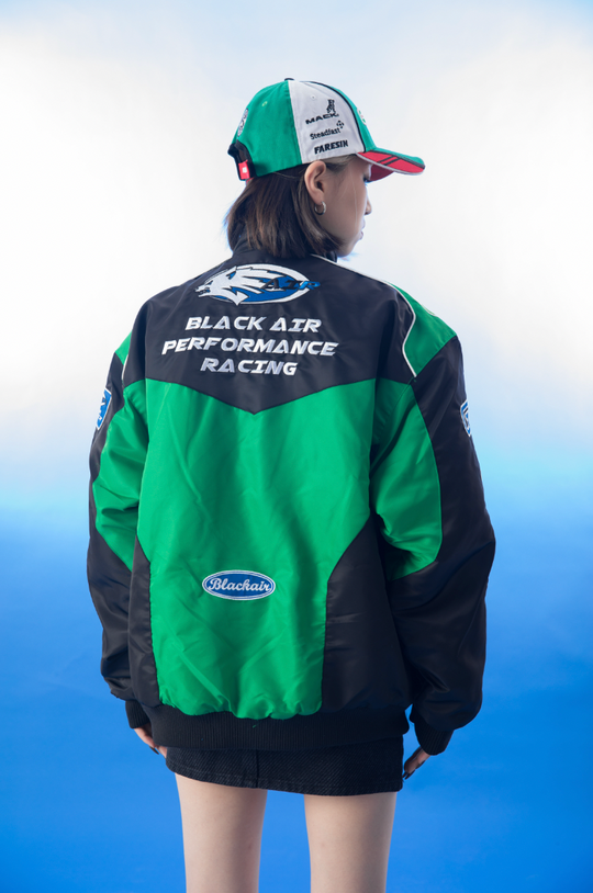 F3F Select Color Blocking Embroidery Motorcycle Racing Jacket