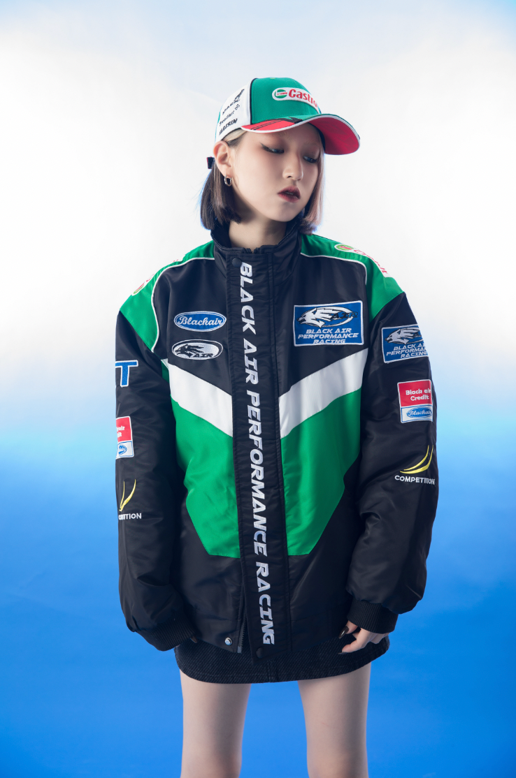 F3F Select Color Blocking Embroidery Motorcycle Racing Jacket