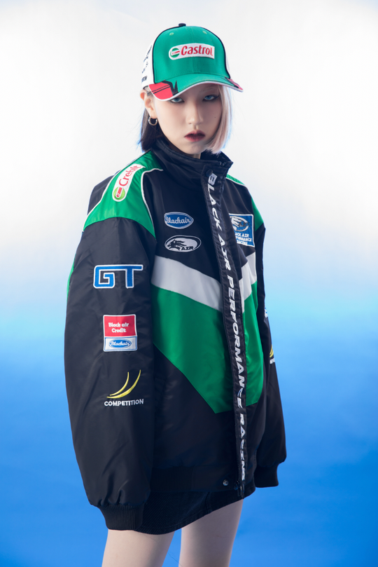 F3F Select Color Blocking Embroidery Motorcycle Racing Jacket