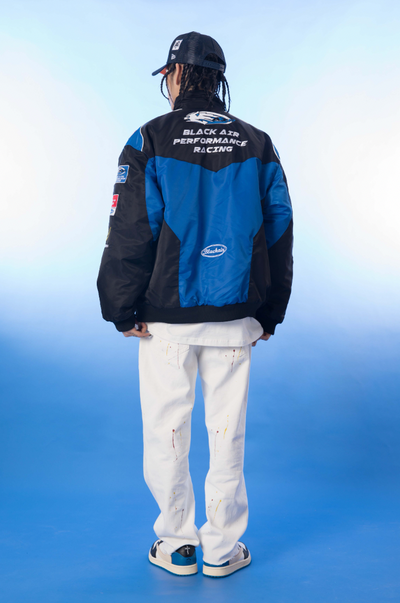 F3F Select Color Blocking Embroidery Motorcycle Racing Jacket