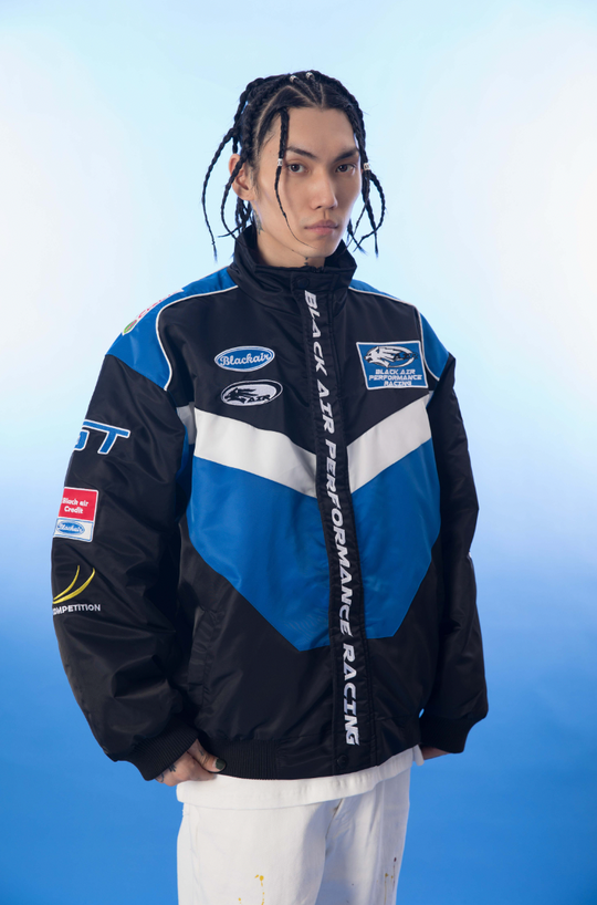 F3F Select Color Blocking Embroidery Motorcycle Racing Jacket
