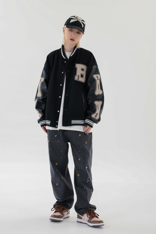 F3F Select Bone Embroidered Varsity jacket