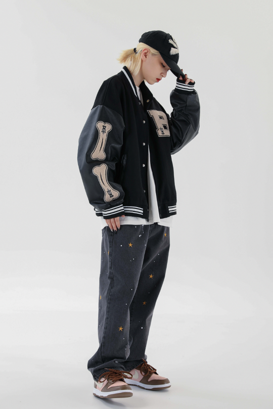 F3F Select Bone Embroidered Varsity jacket