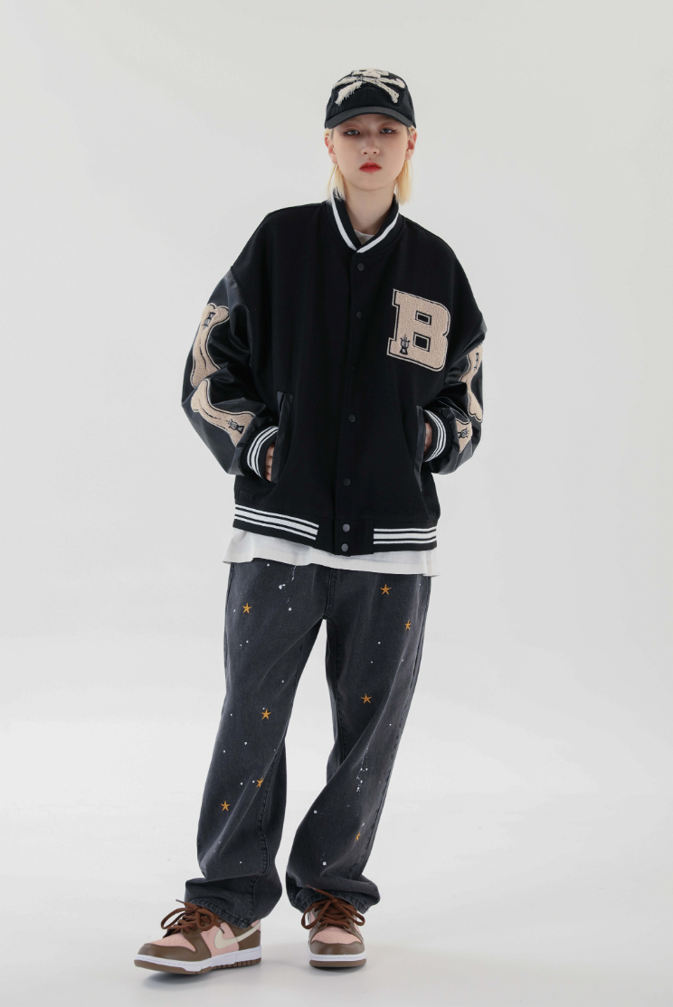 F3F Select Bone Embroidered Varsity jacket