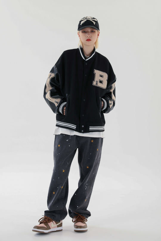 F3F Select Bone Embroidered Varsity jacket