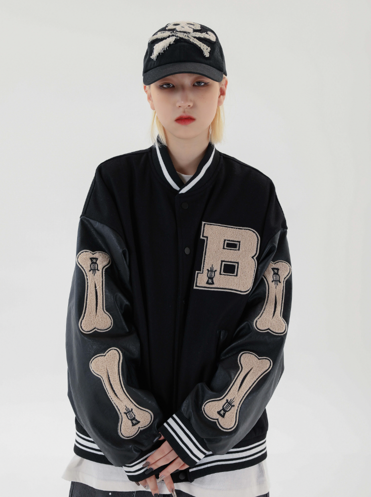 F3F Select Bone Embroidered Varsity jacket