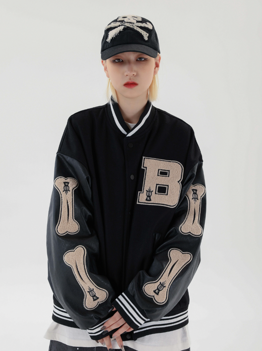 F3F Select Bone Embroidered Varsity jacket