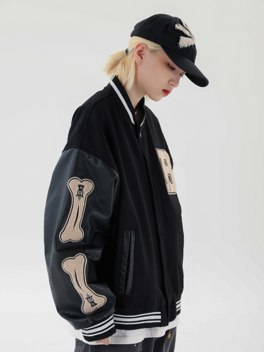 F3F Select Bone Embroidered Varsity jacket