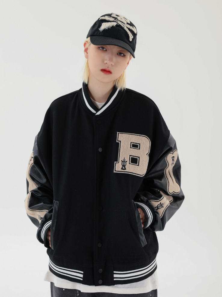 F3F Select Bone Embroidered Varsity jacket