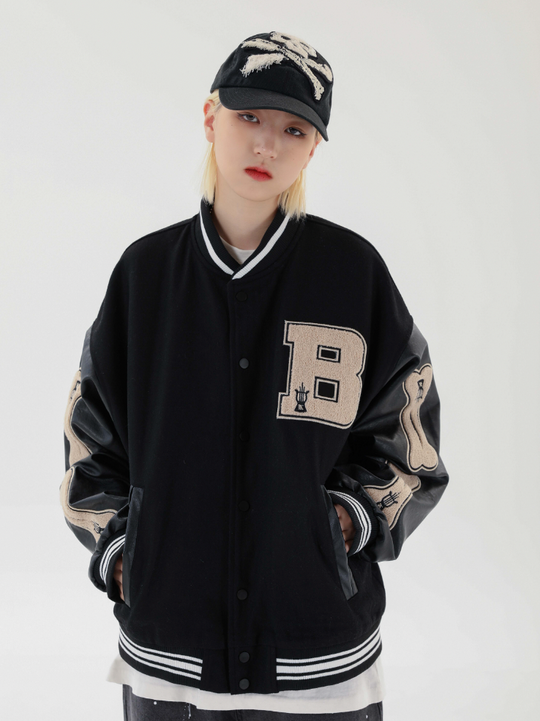 F3F Select Bone Embroidered Varsity jacket