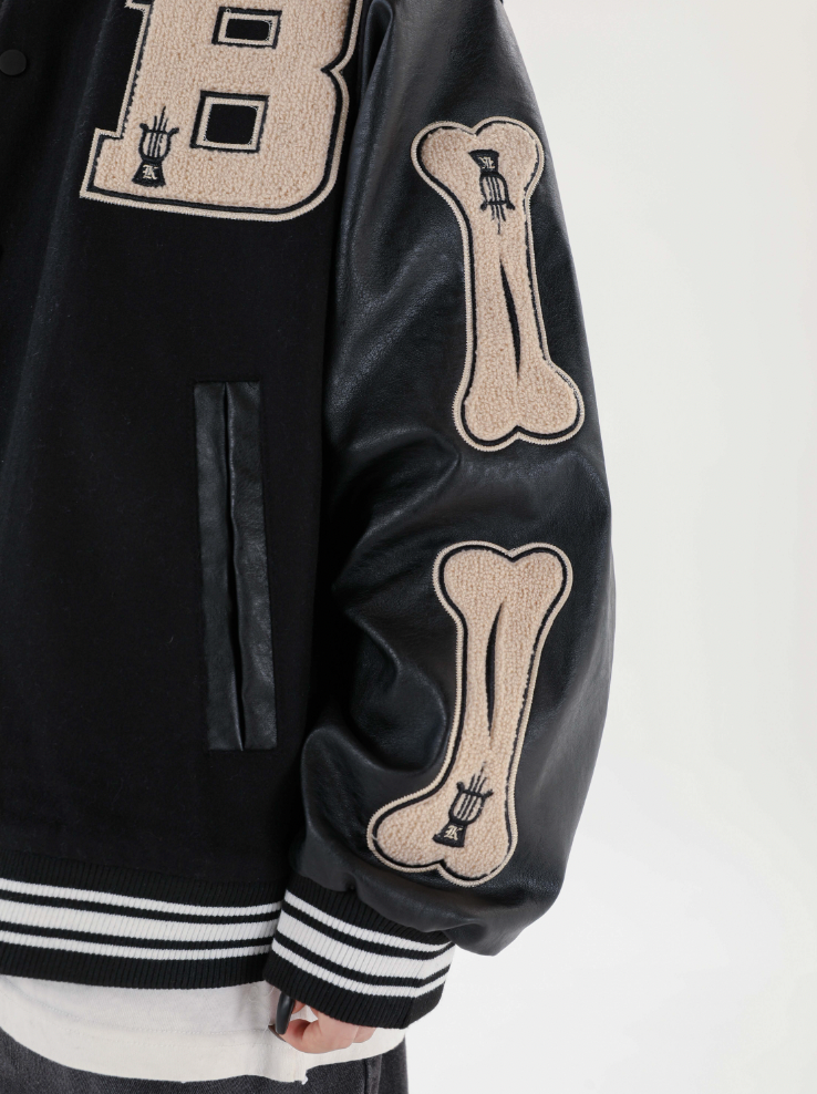 F3F Select Bone Embroidered Varsity jacket