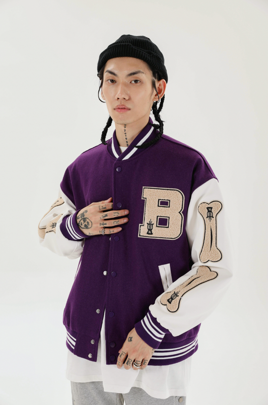 F3F Select Bone Embroidered Varsity jacket