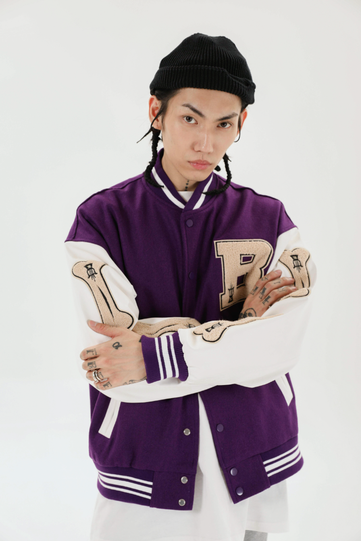 F3F Select Bone Embroidered Varsity jacket