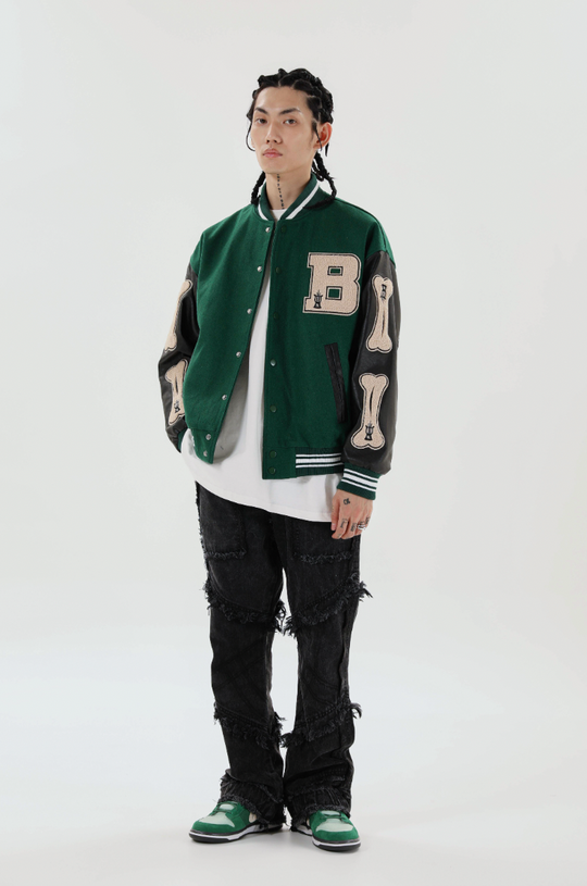 F3F Select Bone Embroidered Varsity jacket