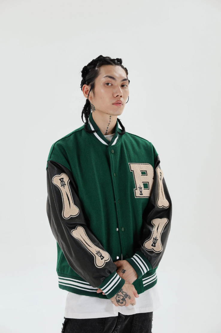 F3F Select Bone Embroidered Varsity jacket
