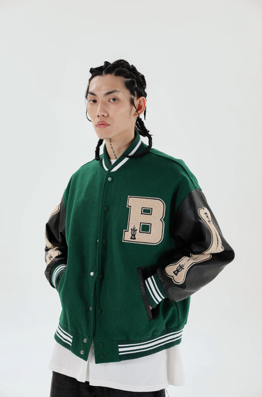 F3F Select Bone Embroidered Varsity jacket