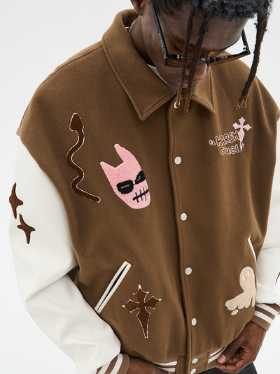 Harsh and Cruel Vitruvian Man Embroidered Varsity Jacket