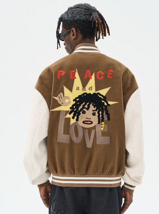 Harsh and Cruel "Love And Peace" Embroidered Varsity Jacket