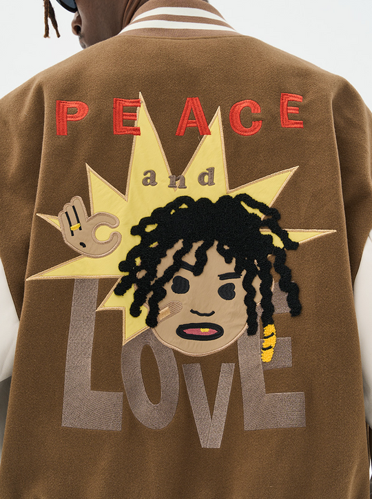 Harsh and Cruel "Love And Peace" Embroidered Varsity Jacket