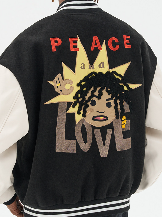 Harsh and Cruel "Love And Peace" Embroidered Varsity Jacket