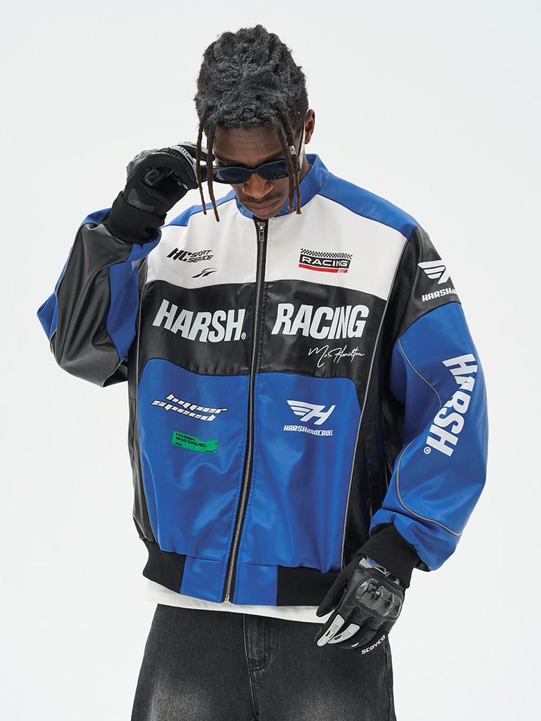 The Harsh and Cruel Biker Stand Up Collar Racing Suit Faux Leather Jacket is a stylish biker-inspired jacket available in black, green, blue, and red colors. It features a stand-up collar, racing suit-inspired design, and is made of faux leather material. The jacket is offered in sizes S through XXL and is priced at $145. Additional details on the product's features and construction are not provided in the given information.