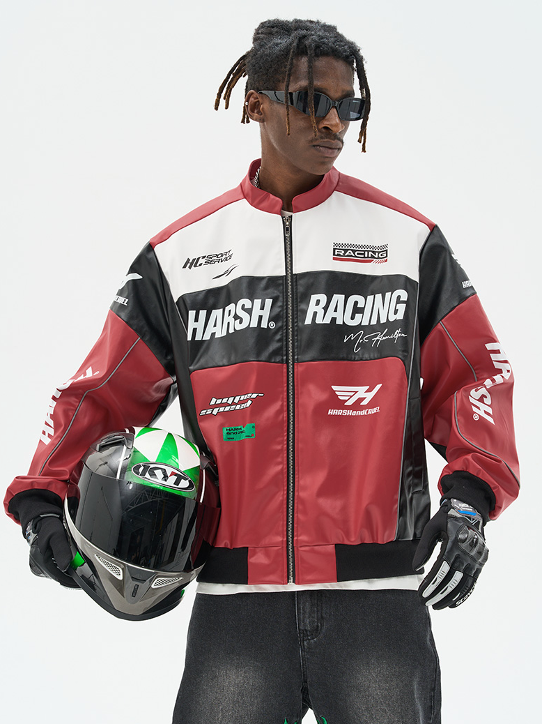 The Harsh and Cruel Biker Stand Up Collar Racing Suit Faux Leather Jacket is a stylish biker-inspired jacket available in black, green, blue, and red colors. It features a stand-up collar, racing suit-inspired design, and is made of faux leather material. The jacket is offered in sizes S through XXL and is priced at $145. Additional details on the product's features and construction are not provided in the given information.