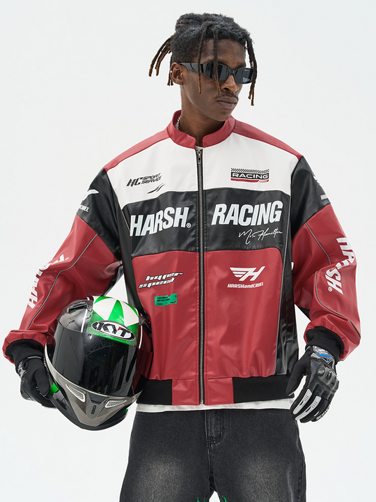 The Harsh and Cruel Biker Stand Up Collar Racing Suit Faux Leather Jacket is a stylish biker-inspired jacket available in black, green, blue, and red colors. It features a stand-up collar, racing suit-inspired design, and is made of faux leather material. The jacket is offered in sizes S through XXL and is priced at $145. Additional details on the product's features and construction are not provided in the given information.