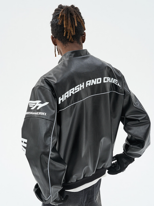 The Harsh and Cruel Biker Stand Up Collar Racing Suit Faux Leather Jacket is a stylish biker-inspired jacket available in black, green, blue, and red colors. It features a stand-up collar, racing suit-inspired design, and is made of faux leather material. The jacket is offered in sizes S through XXL and is priced at $145. Additional details on the product's features and construction are not provided in the given information.