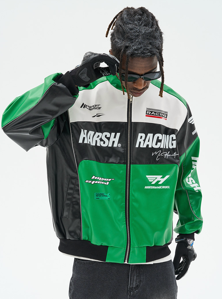The Harsh and Cruel Biker Stand Up Collar Racing Suit Faux Leather Jacket is a stylish biker-inspired jacket available in black, green, blue, and red colors. It features a stand-up collar, racing suit-inspired design, and is made of faux leather material. The jacket is offered in sizes S through XXL and is priced at $145. Additional details on the product's features and construction are not provided in the given information.