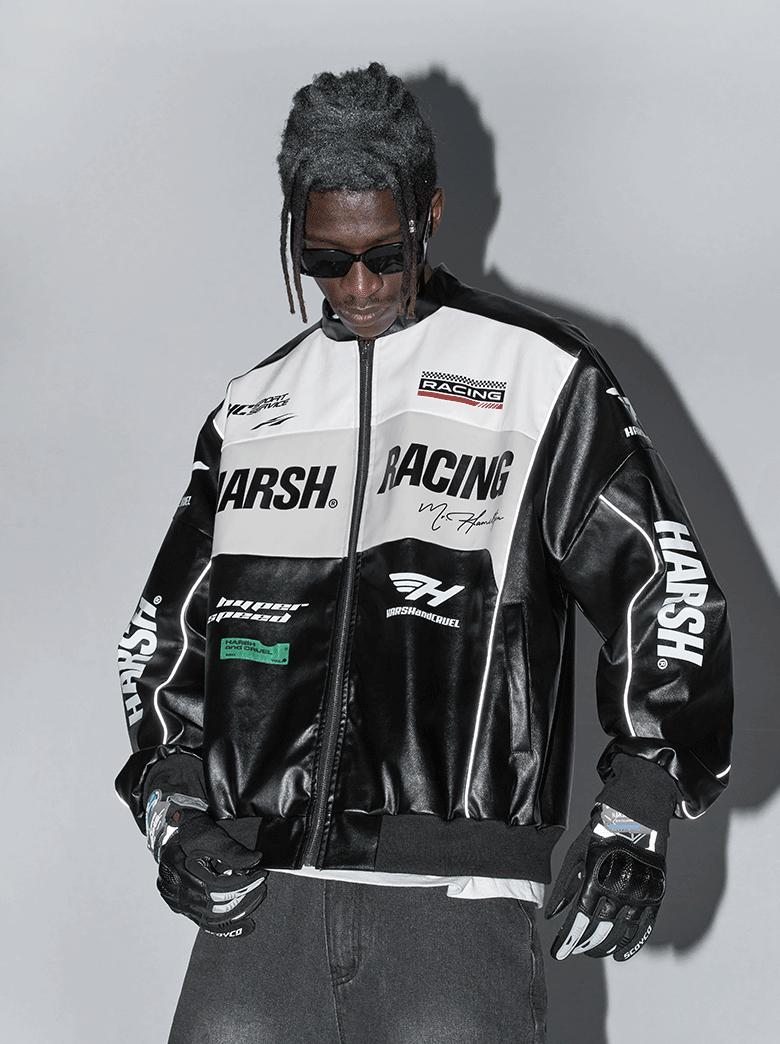 The Harsh and Cruel Biker Stand Up Collar Racing Suit Faux Leather Jacket is a stylish biker-inspired jacket available in black, green, blue, and red colors. It features a stand-up collar, racing suit-inspired design, and is made of faux leather material. The jacket is offered in sizes S through XXL and is priced at $145. Additional details on the product's features and construction are not provided in the given information.