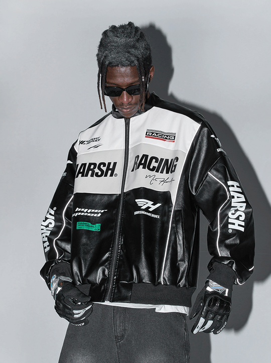 The Harsh and Cruel Biker Stand Up Collar Racing Suit Faux Leather Jacket is a stylish biker-inspired jacket available in black, green, blue, and red colors. It features a stand-up collar, racing suit-inspired design, and is made of faux leather material. The jacket is offered in sizes S through XXL and is priced at $145. Additional details on the product's features and construction are not provided in the given information.