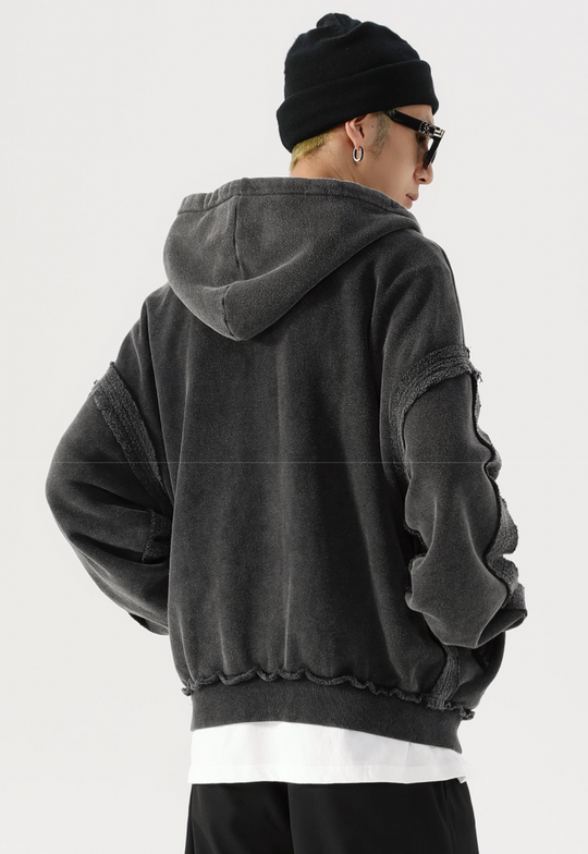 F2CE Vintage Retro Edge Print Zipper Hoodie