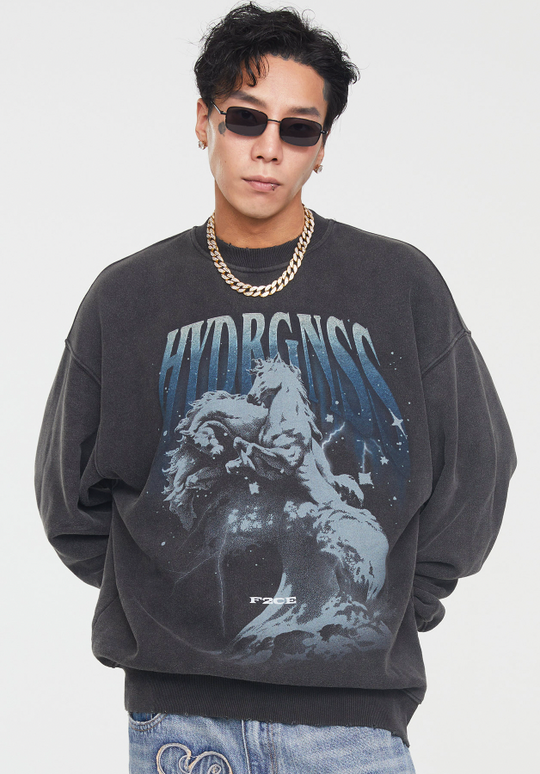 F2CE Vintage Washed Printing Sweater