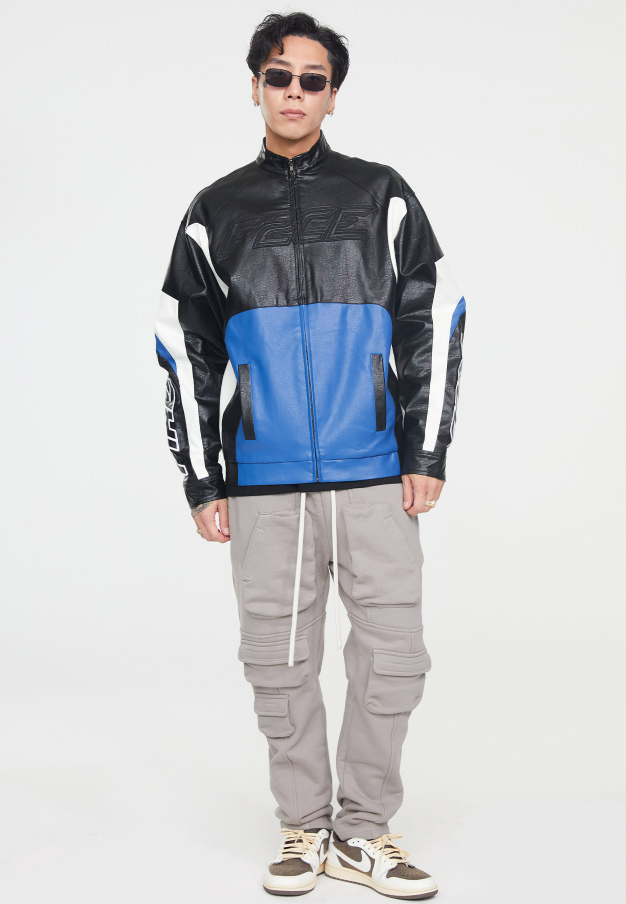 F2CE Logo Leather Motorcycle Jacket