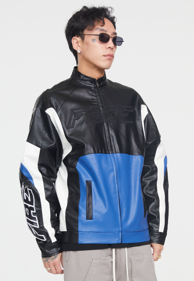 F2CE Logo Leather Motorcycle Jacket
