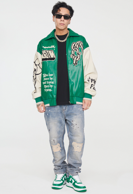 F2CE Damage Washed Ink Splash Denim Jeans