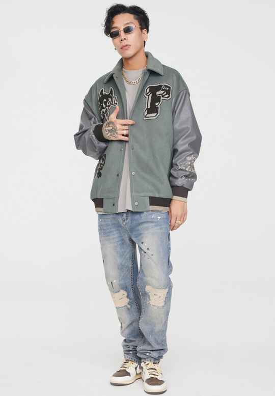 F2CE Damage Washed Ink Splash Denim Jeans