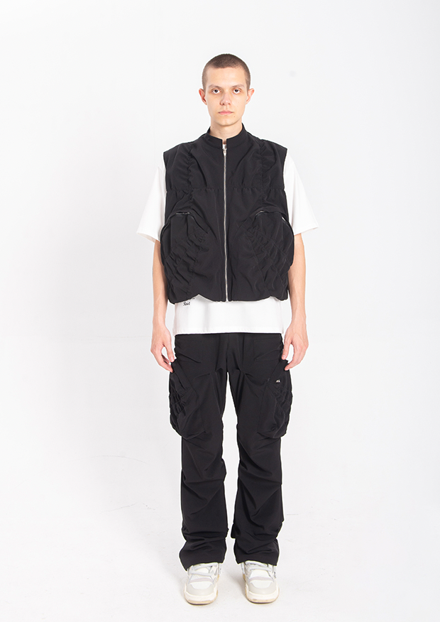 YADcrew Spider Web Design Wrinkled Large Pockets Vest