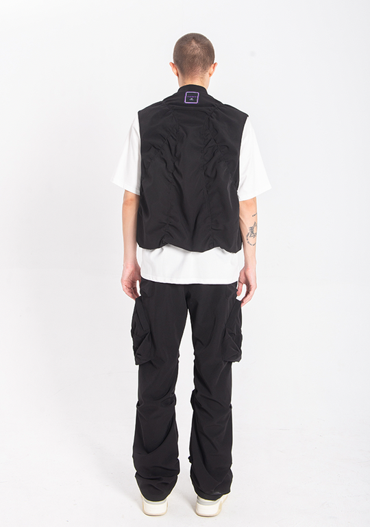 YADcrew Spider Web Design Wrinkled Large Pockets Vest