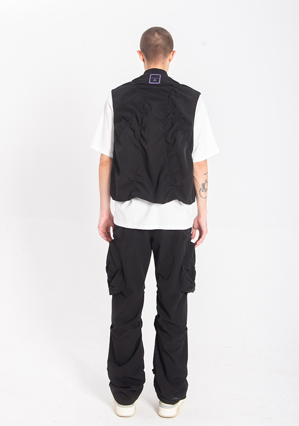 YADcrew Spider Web Design Wrinkled Large Pockets Vest