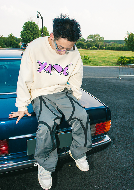 YADcrew Suede Foam Paisley Print Sweater