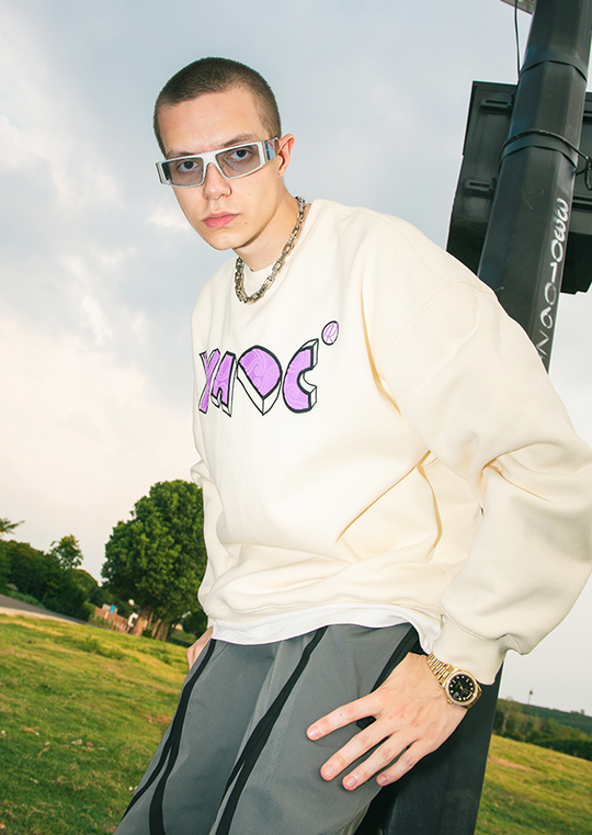 YADcrew Suede Foam Paisley Print Sweater